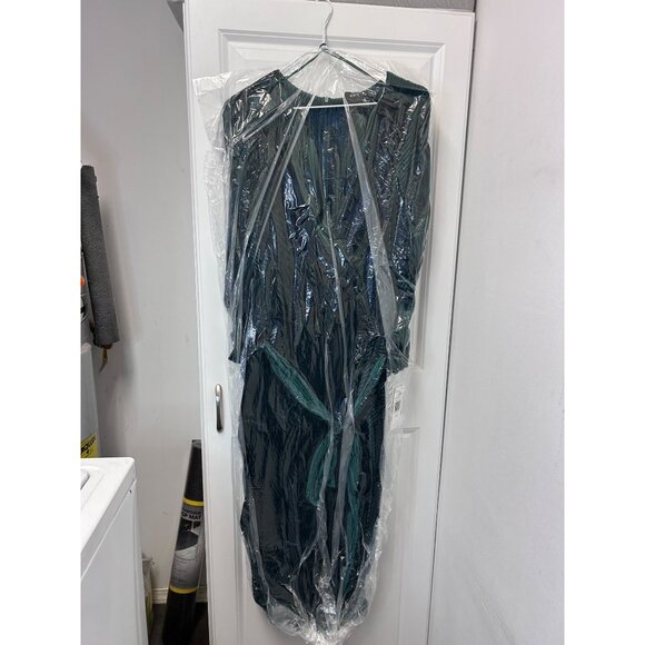 Maison Tara Womens Dress Velvet Pleated Wrap Midi Hunter Green Plus Size 24W - Picture 14 of 14